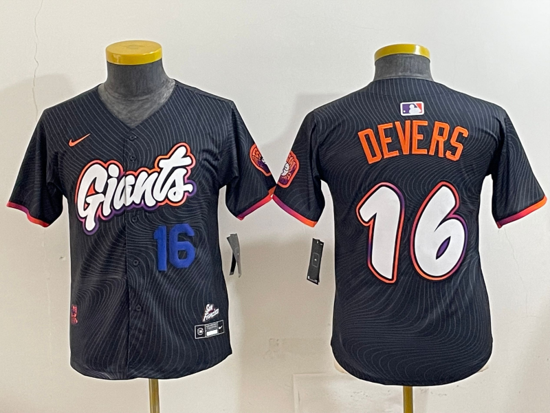 Men 2025 San Francisco Giants #16 Devers Black Joint Name Nike MLB Jersey style 05->san francisco giants->MLB Jersey